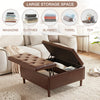 Weture 35 Inch Large Leather Storage Ottoman with Lift Top &Tufted Upholstered - Brown