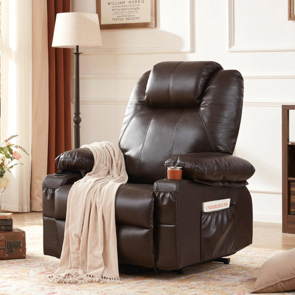 Weture Power Lift Leather Recliner Chair with Heat and Massage, USB Port and Cup Holders