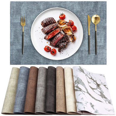 LANDVIEW PU Leather Heat Resistant Placemats Set of 6, Waterproof Anti-Slip