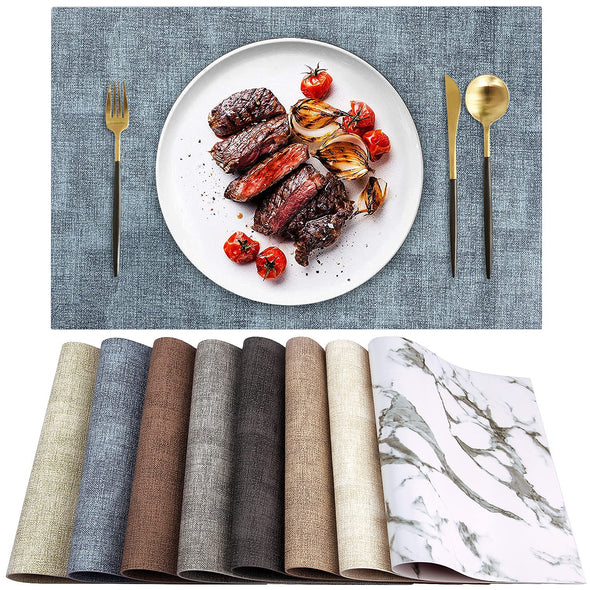 LANDVIEW PU Leather Heat Resistant Placemats Set of 6, Waterproof Anti-Slip