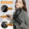 Dsane Winter Leather Gloves for Women, Touchscreen Warm  Lambskin Gloves