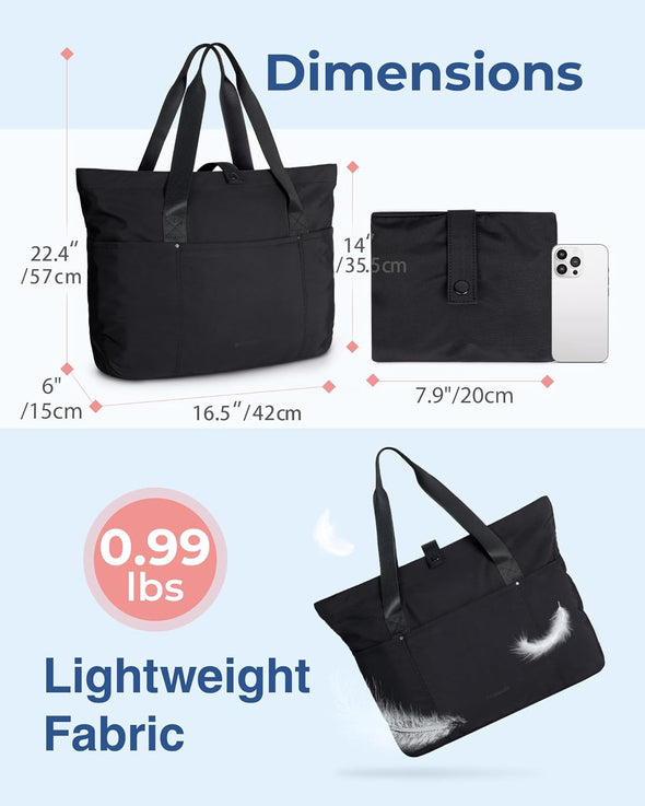 Tote Bag for Women, Foldable Tote Bag with Zipper Large Shoulder Bag Top Handle Handbag for Travel, Work