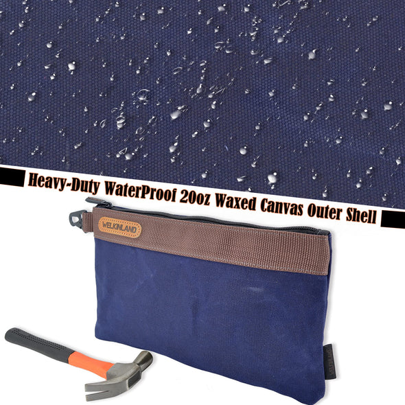 WELKINLAND Heavy-Duty Waxed Canvas Tool pouch with zip, 4PCS, 12"