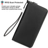 Women'S RFID Blocking 100% Leather Large Capacity Zip around Wallet Phone Holder Clutch Travel Purse Wristlet