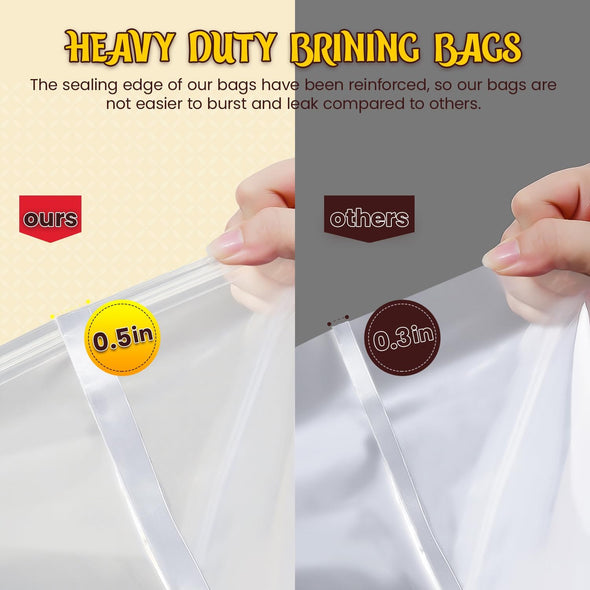 Brine Bags for Turkey, 26"×22", 3 Pack, Double Zipper Lock Thicker Brining Bags with 2 Cotton Strings, Holds up to 35Lb, Extra Large Brine Bag Fits for Turkey, Chicken, Beef, Fish, Lamb, Pork