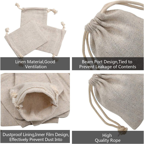 50Pcs Double Canvas Drawstring Bag Cotton Pouch Gift Sachet Bags Muslin Bag Reusable Tea Bag 2.75X4 Inch