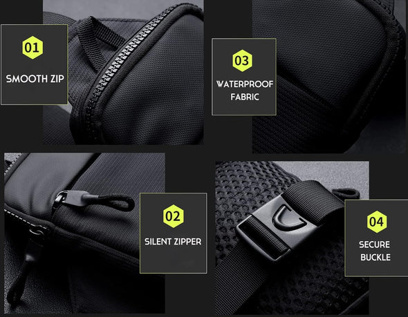 Mini Crossbody Sling Bag Chest Bag Dual Pocket Water Resistant Fanny Pack Running Phone Holder for Men Women Workout Travelling