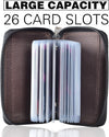 Genuine Leather Credit Card Holder Zipper Wallet with 26 Card Slots