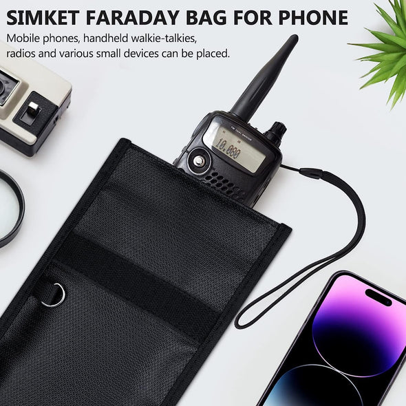 Faraday Bags for Phones and Car Key 2 Pack, Signal Blocking Pouch, Cell Phone Signal Jammer, Car Key/Wifi/Rfid/Gps Signal Blocker Black (M)