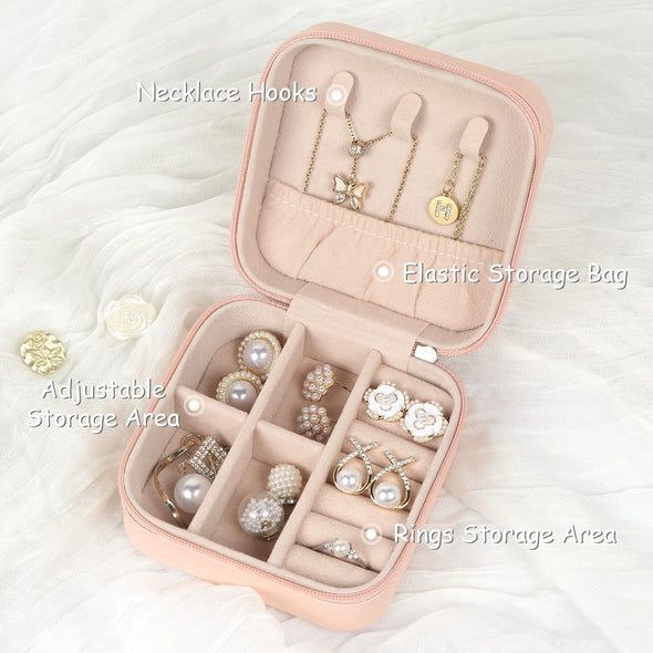 Travel Jewelry Case Small Jewelry Box Jewelry Organizer Storage Case Portable PU Leather Mini Jewelry Travel Case for Girls Womens Earring, Necklace, Rings,Bracelets