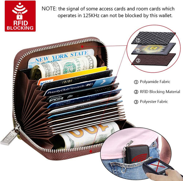 Credit Card Wallet, Zipper Card Cases Holder for Men Women, RFID Blocking, Keychain Wallet, Compact Size