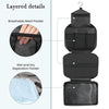 Toiletry Bag for Men & Women | Large for Traveling | Hanging Compact Hygiene Bag with 4 Compartments | Waterproof Bathroom Shower Bag (Black)