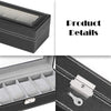 6 Slots Watch Box Organizer for Men, Black Watch Holder Stand Display Storage Case