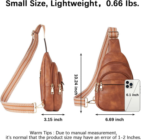 Small Sling Bag for Women Leather Crossbody Bags Fanny Pack Chest Bag for Travel