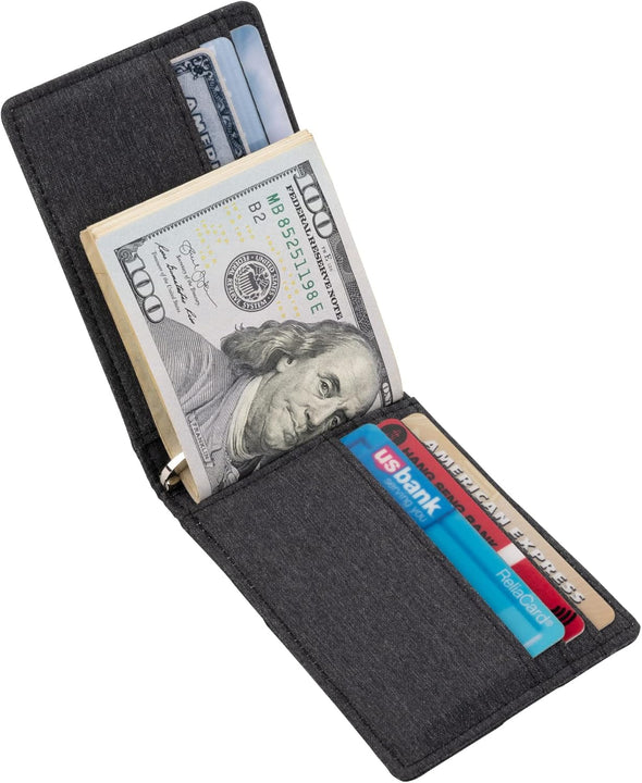 Slim Wallet with Money Clip RFID Blocking Minimalist Bifold Wallet for Men Genuine Leather Front Pocket Card Holder