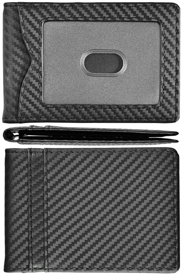 Carbon Fiber Bifold RFID Blocking Money Clip Wallet