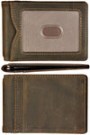 Crazy Horse Leather Slim Bifold Wallet RFID Blocking