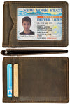 Crazy Horse Leather Slim Bifold Wallet RFID Blocking