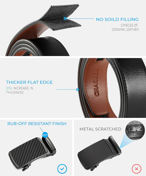 Leather Ratchet Belt Men - Customizable Fit, Effortless Style (35Mm)