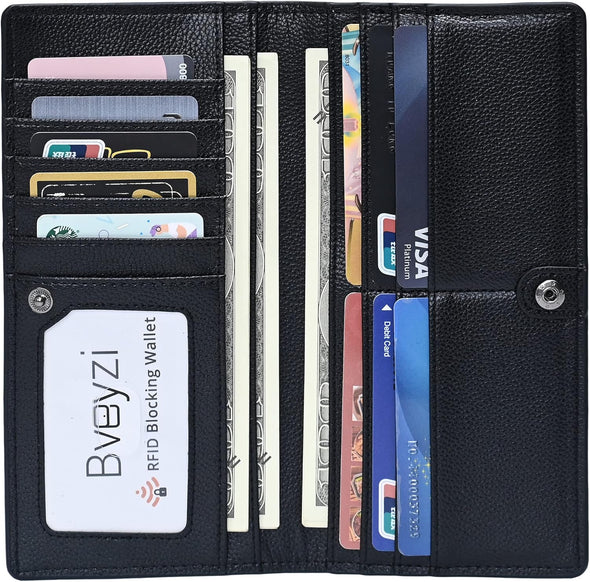 Ultra Slim Thin Leather RFID Blocking Credit Card Holder Bifold Clutch Wallets for Women