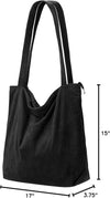 Corduroy Tote Bag for Women,Hobo Handbags with Zipper,Large Capacity Casual Shoulder Handbags with Inner Pockets