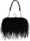 Women Ostrich Feather Tote Bag Fluffy Purse Clutch Feather Evening Handbag for Wedding Anniversary Party