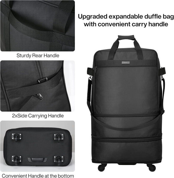 Suitcases with Wheels Expandable Foldable Luggage Bag Suitcase Collapsible Rolling Travel Bag Duffel Bag for Men Women Lightweight Suitcases without Telescoping Handle