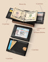 Slim Wallet with Money Clip RFID Blocking Minimalist Bifold Wallet for Men Genuine Leather Front Pocket Card Holder