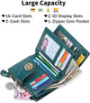 Small Womens Wallet Leather Bifold Card Holder RFID Blocking with Zipper Coin Pocket