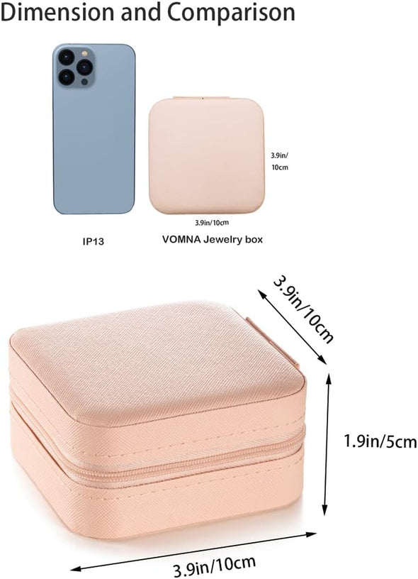 Mini Jewelry Travel Case,Small Jewelry Box,Traveling Jewelry Organizer,Portable Jewellery Storage Holder for Rings Earrings Necklace Bracelet Bangle for Girls Women(Pink - 1 Pack)