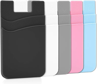 Phone Wallet, Card Holder for Back of Phone Stick on Phone Cases Great Storage Compatible for Iphone/Android/Samsung Galaxy Pack of 5