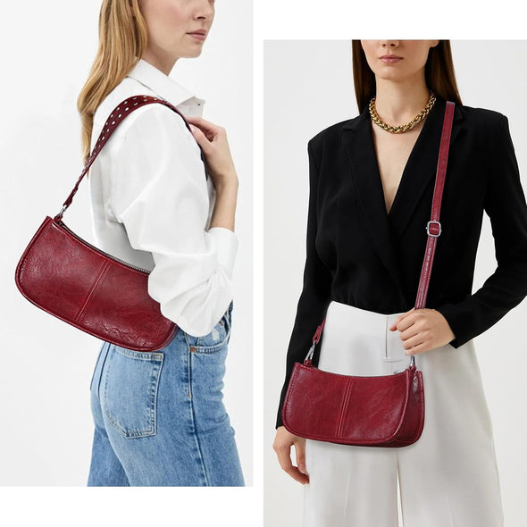 Shoulder Bags for Women Red Purse Burgundy Purse 90S Y2K Bag Studded Shoulder Crossbody Bag Trendy Leather Handbag