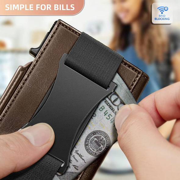 Men Wallet Gift Boxed,Slim Front Pocket Wallet Money Clip Card Holder 3.8"X2.7",Pop-Up Access