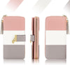 RFID Wallets for Women with Multiple Card Slots and Cellphone Compartment, Womens Wallet (Pink/White/Grey)