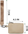 Mini Zip around Wristlet Wallet for Women Detachable Dual Pouch Wristlet Portable Coin Pocket Keychain Small Purse (Khaki+Brown)