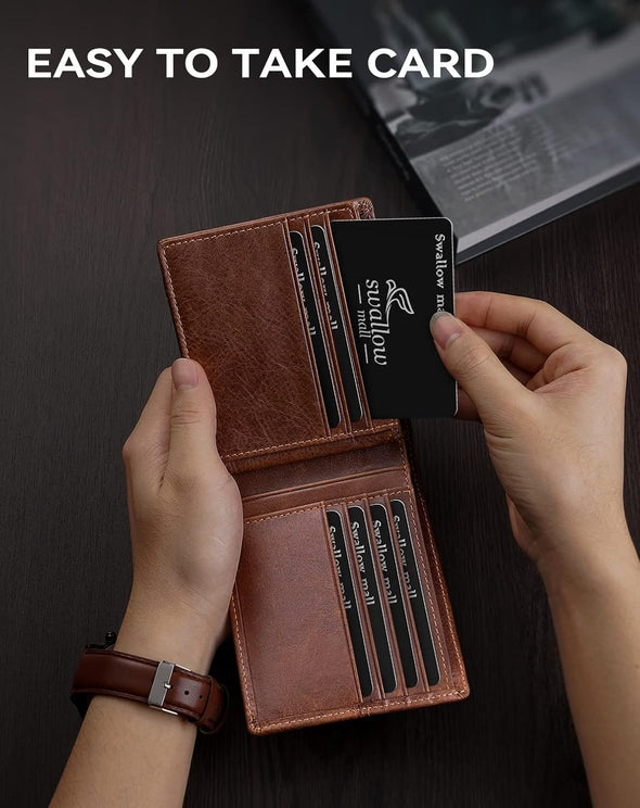 Mens Wallet Rfid Blocking Leather Wallet for Men Bifold Wallet Leather with 1 ID Window 16 Card Slot