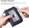 Credit Card Holder RFID Wallet,Women Small Card Wallet Leather Organizer Case,Pocket Business Card Case with Zipper & Keychain(Black)