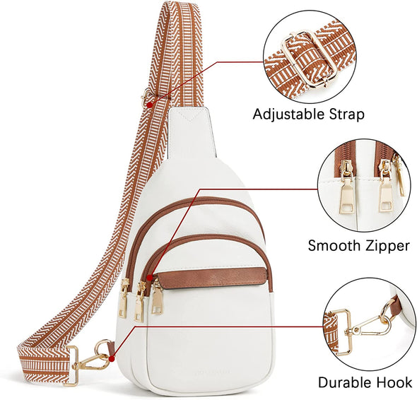 Small Sling Bag for Women Leather Crossbody Bags Fanny Pack Chest Bag for Travel