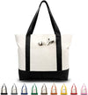 1 | 3 | 6 | 30 Pack Stylish Canvas Tote Bag with an External Pocket, Top Zipper Closure, Daily Essentials (Black/Natural Pack of 1)