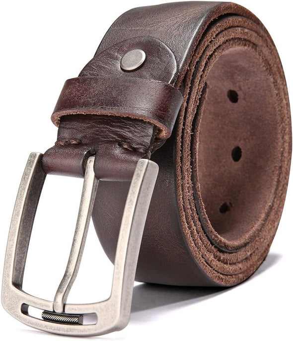 Men'S 100% Italian Cow Leather Belt Men with Anti-Scratch Buckle,Packed in a Box