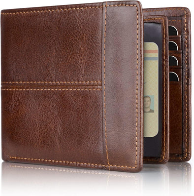 Mens Wallet Rfid Blocking Leather Wallet for Men Bifold Wallet Leather with 1 ID Window 16 Card Slot