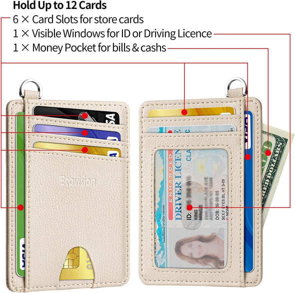 Slim Minimalist Front Pocket Wallet, RFID Blocking Credit Card Holder Wallet with Detachable D-Shackle for Men Women