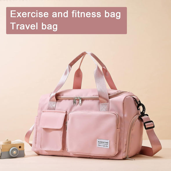 Small Gym Bag for Women, Travel Duffle Bag Carry on Weekender Bag with Shoe Compartment