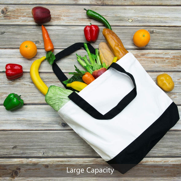 1 | 3 | 6 | 12 | 24 Pack Super Strong Large 12Oz Cotton Canvas Tote Bag, Reusable Grocery Shopping Fashionable Two-Tone Cloth Bags for Crafts, DIY Your Creative Designs (Pack of 1)