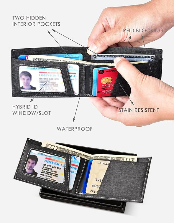 Slim Wallet with Money Clip RFID Blocking Minimalist Bifold Wallet for Men Genuine Leather Front Pocket Card Holder