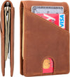 Slim Wallet with Money Clip RFID Blocking Minimalist Bifold Wallet for Men Genuine Leather Front Pocket Card Holder