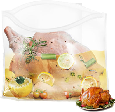 Turkey Brining Bags Set of 2 - Extra Large Holds up to 40Lb，Thicker Brine Bags with Double Zip Lock & 2 Cotton Strings to Avoid Leaks for Thanksgiving Turkey, Chicken, Beef, Pork（26"×22"）