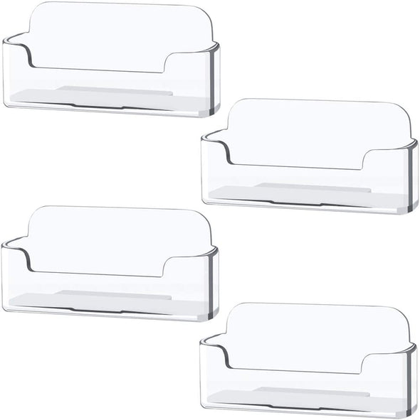 4 Pack Clear Plastic Business Card Holder,Acrylic Business Card Display for Desk Business Card Stand