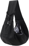 Dog Carrier Sling - Reversible Puppy Carrier Purse with Storage Pocket, Hand-Free Dog Sling Carrier for Carry Small Dogs and Cats, Travel Safety Harness, Dog and Cat Harness(Black)