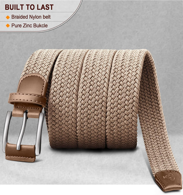 Stretch Belt Men,Mens Gift Woven Braided Web Belt 1 3/8 for Golf Casual Pants Shirts Jeans